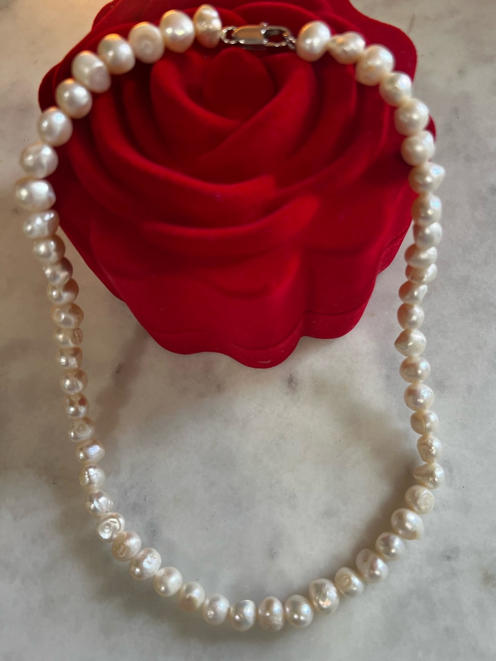Cultured Freshwater Baroque Pearl Necklace White Cream Genuine Pearls 16”